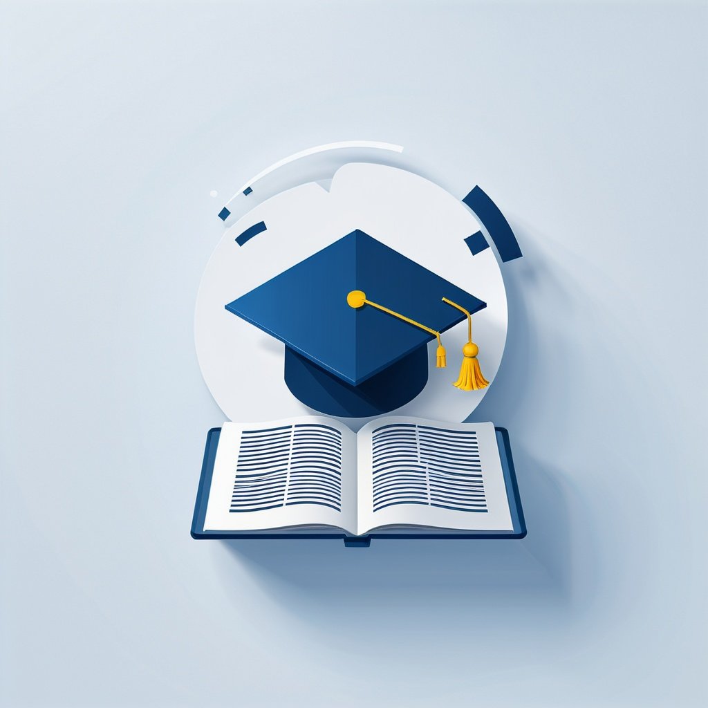 أيقونة تعليمية تمثل كتابًا مفتوحًا مع قبعة تخرّج، ترمز إلى الدراسة