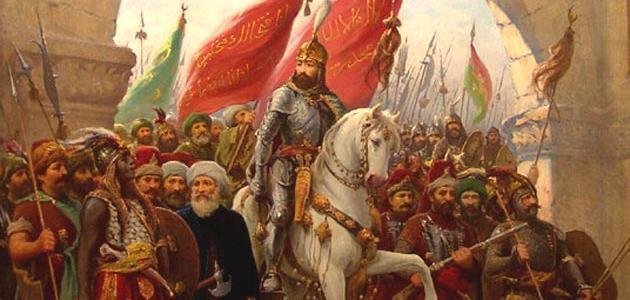 صورة توضيحية تظهر نشأة الدولة العثمانية وتوسعها في أوروبا، مع التركيز على دور السلطان محمد الفاتح وفتح القسطنطينية.